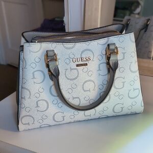 GUESS Elegant White and Gray Satchel
